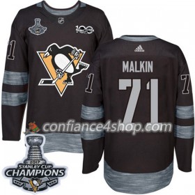 Adidas Maillot de Hockey Pittsburgh Penguins Evgeni Malkin 71 1917-2017 100th Anniversary Noir 2017 Stanley Cup Champions Authentic - Homme